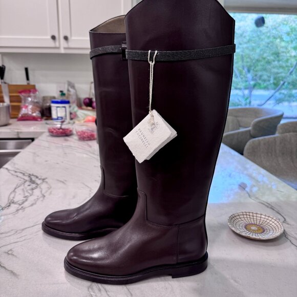 Brunello Cucinelli brown Leather Equestrian Riding Boots 36 - Picture 7 of 15